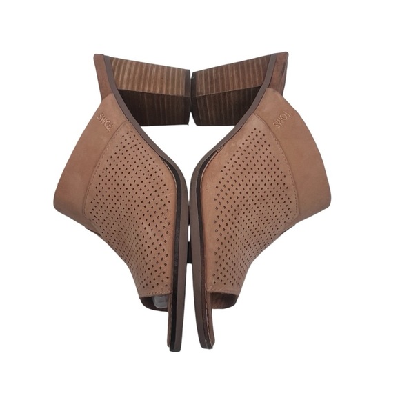 TOMS Brown Slip On Perforated Block Heel Mule Sandals Size 9.5 Women’s - Picture 6 of 8